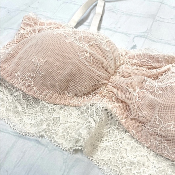 Abercrombie & Fitch Lace Bralette Convertible Size M Ivory & Nude Bandeau - Picture 2 of 9